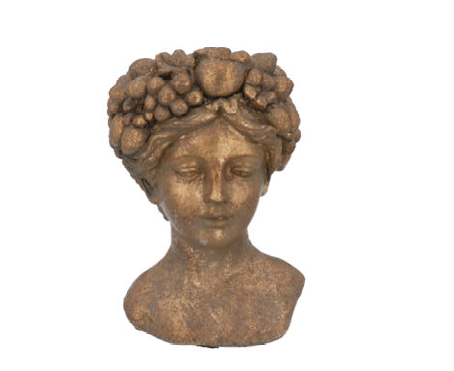 Gold Stone Woman with Fruit Heat Planter