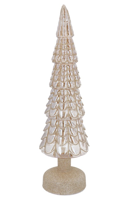 Gold Glass LED Tree Ornament 36cm