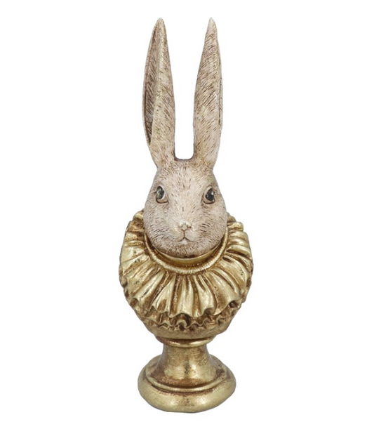 Bunny with Gold Ruff Bust Resin Ornament
