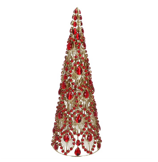 Gold Metal Tree with Red Jewel 41cm