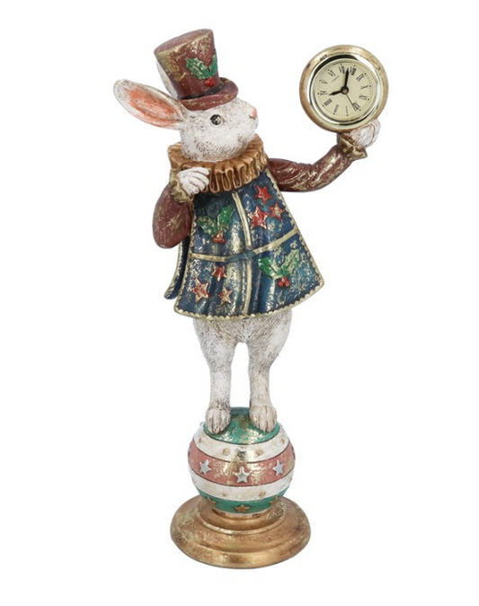 White Rabbit with Clock on Ball