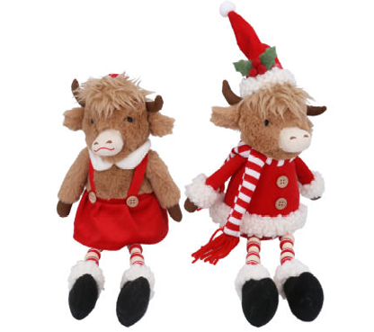 Plush Dressed Highland Cow Shelf Sitter 52cm