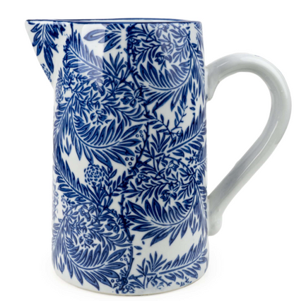 Blue & White 23cm Floral Jug