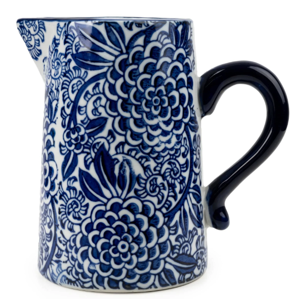 Blue & White 14cm Floral Jug