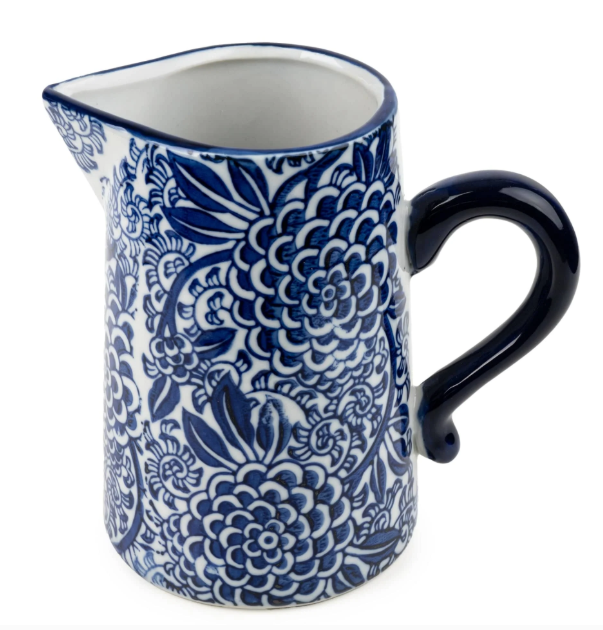 Blue & White 14cm Floral Jug