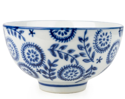 11cm Round Bowl Florals - Blue/White