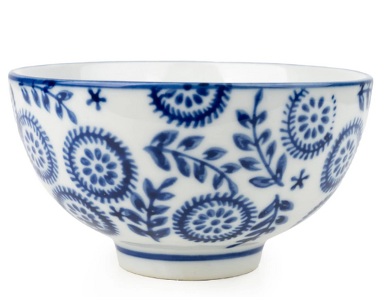11cm Round Bowl Florals - Blue/White