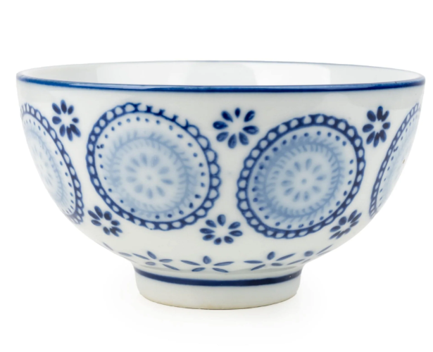11cm Round Bowl Circles - Blue/White