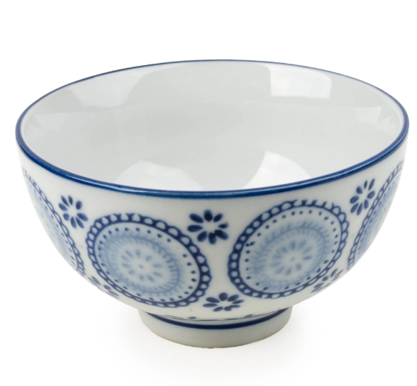 11cm Round Bowl Circles - Blue/White