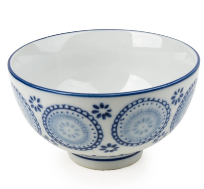 11cm Round Bowl Circles - Blue/White