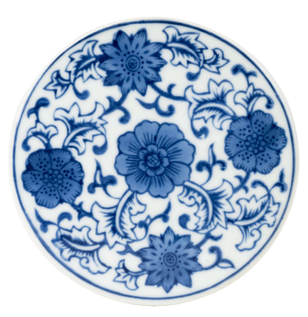 4" Round Coaster - Blue/White