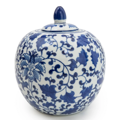Sumatra Blue & White Ginger Jar 9”
