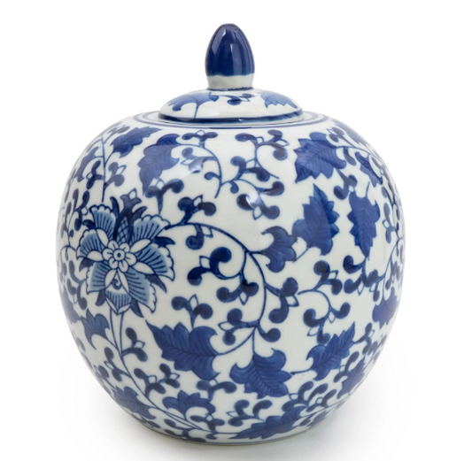 Sumatra Blue & White Ginger Jar 9”