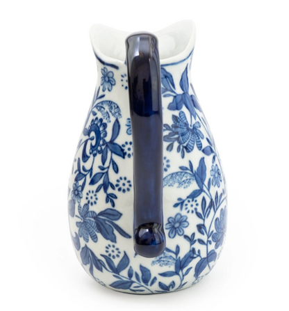Sumatra Blue & White Large Ceramic Jug 9"