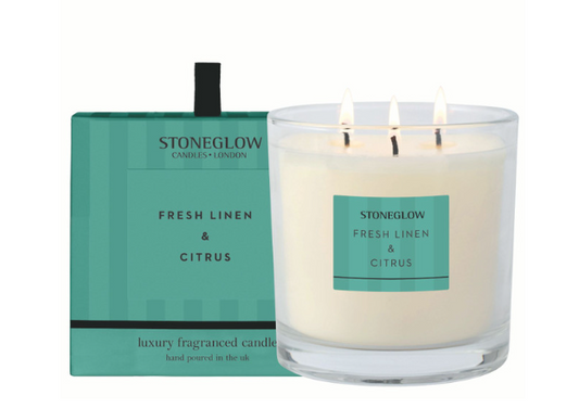 Stoneglow Modern Classics - Fresh Linen & Citrus - 3-wick Scented Candle 760g