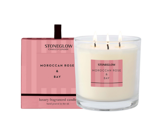 Stoneglow Modern Classics - Moroccan Rose & Bay - 3-wick Scented Candle 760g