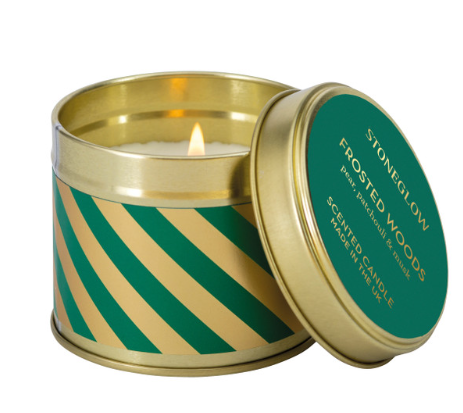 Stoneglow Frosted Woods - Pear, Patchouli & Musk Scented Candle Tin