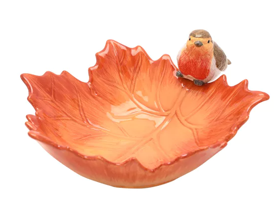Country Living Robin On A Leaf Serving Bowl