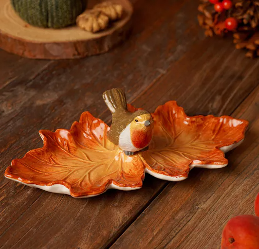 Country Living Robin On A Leaf Trinket Dish