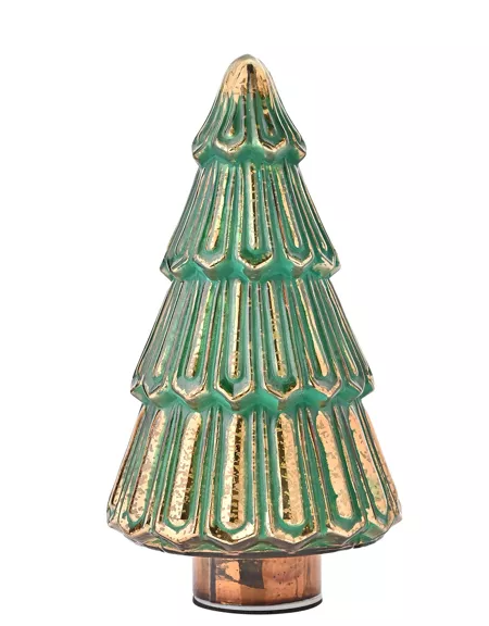 Green Crackle Effect Glass LED Christmas Tree Large