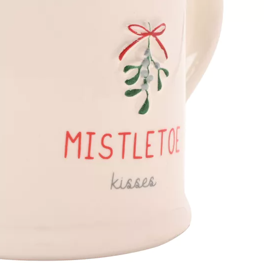 Love Life Christmas Embossed Mug - Mistletoe