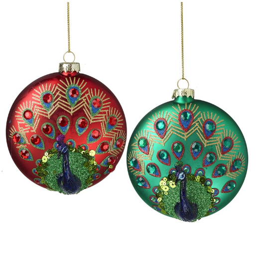 Glass Peacocks Bauble