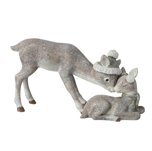 Mummy Deer Nudging Baby Deer