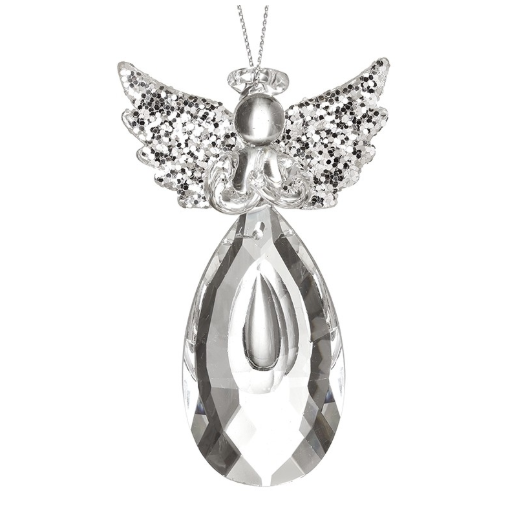 Hanging Glass Angel Glitter Wings