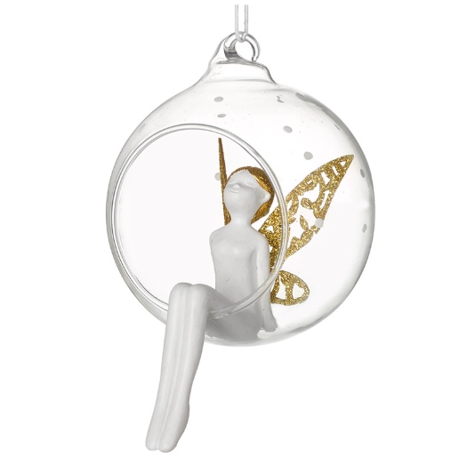 Gold Winged Angel In Glass Sphere