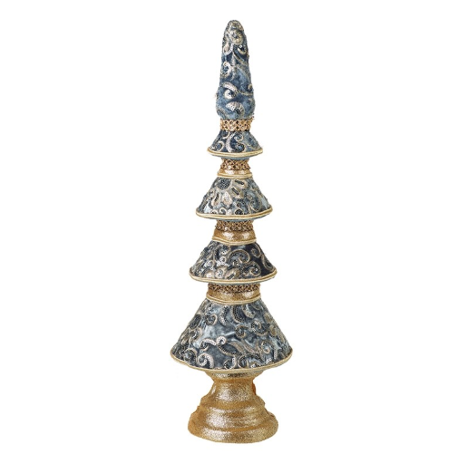 Blue & Gold Patterned Cone Tree