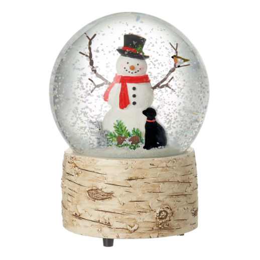 Snowman With Dog & Cat Snowglobe