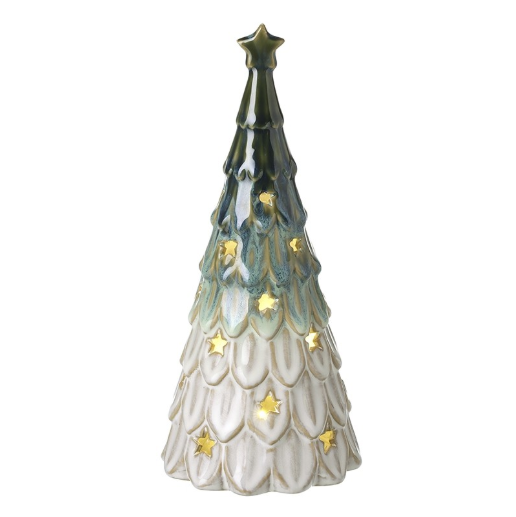 Green & White Light-Up Ceramic Tree