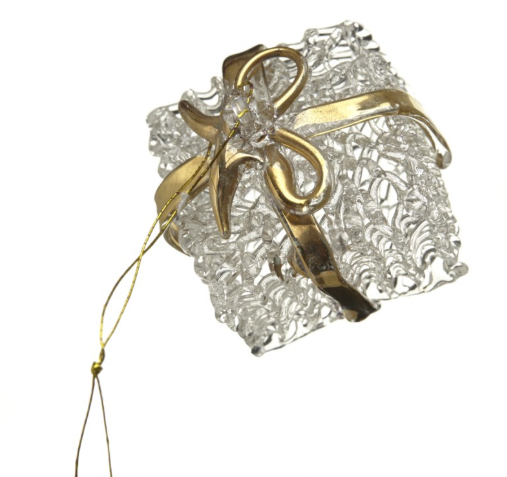 Glass Present Gold Ribbon