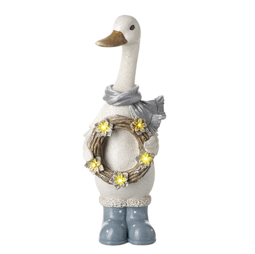 Standing Duck With Light Up Wreath
