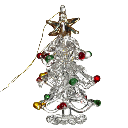 Hanging Glass Xmas Tree W/Colour Baubles