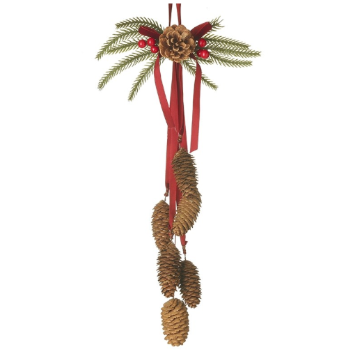 Fir Cones And Red Ribbons Hanger