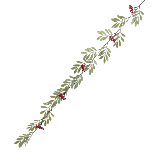 1.5 Meter Green Leaves & Red Berry Garland