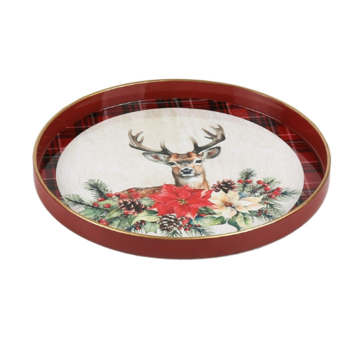 Round Reindeer Tray 22cm