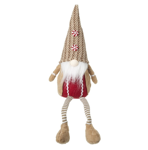 Sitting Gonk With Red & White Swirl Hat
