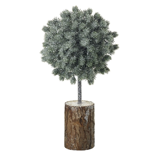 Green Tree Metal Trunk & Wooden Base