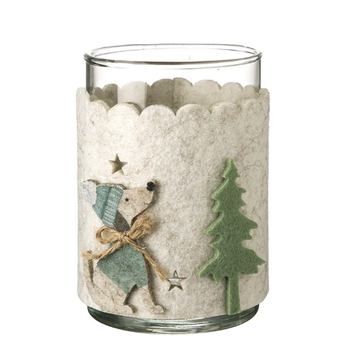 Glass Tea Light Holder With Felt Dec Holder