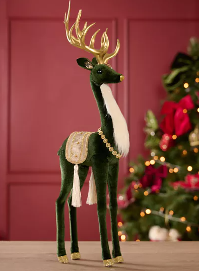 Green Velvet Standing Deer 54cm