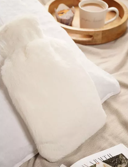 Sophia Layers Soft Faux Fur 1.7L Muff Hot Water Bottle - White