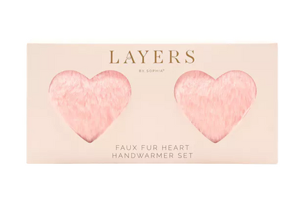 Sophia Layers Cosy Set Of 2 Furry Heart Hand Warmers - Blush Pink