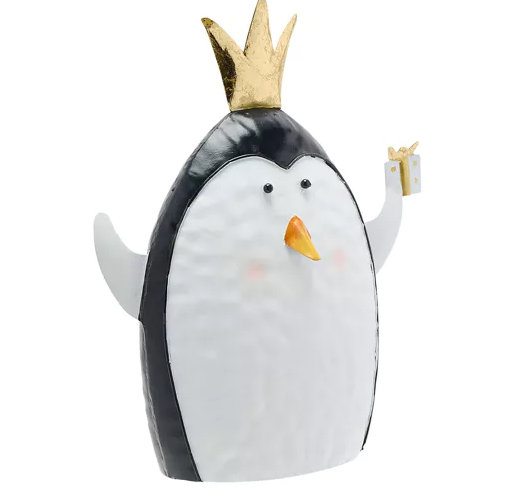Metal Penguin with Crown - 20cm