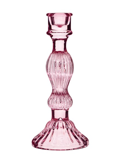 Pink Vintage Glass Candleholder