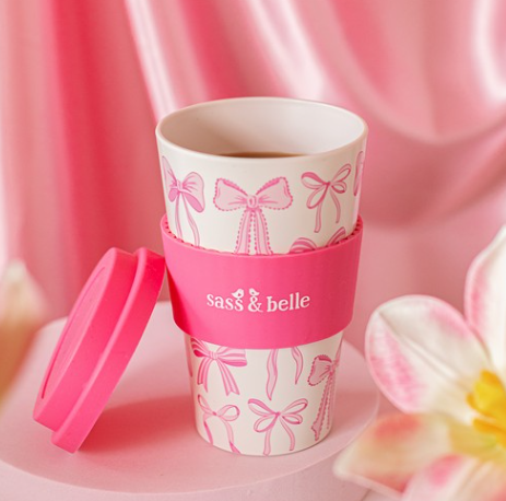 Pink Bow Travel Coffee Cup