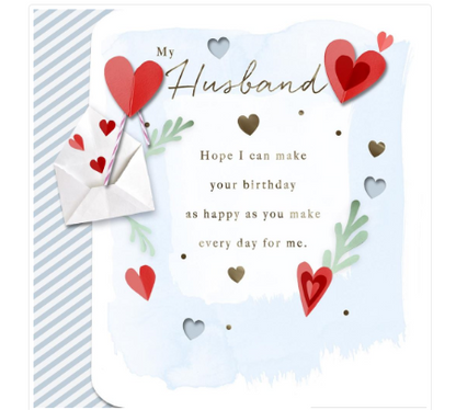 Husband Heart Birthday Card