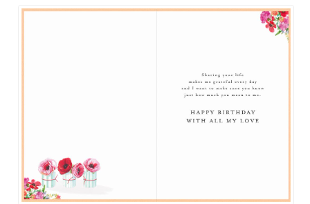 Wife Heart & Floral Birthday Card