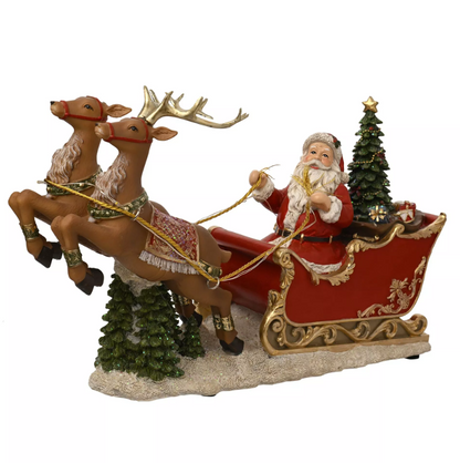 Regal Tidings Santa's Sleigh with Reindeer and LED